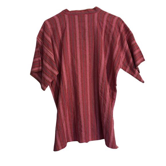 Zapoteco Mexican Blouse Top Women’s Size S Woven Pink Striped Spanish - Picture 2 of 6